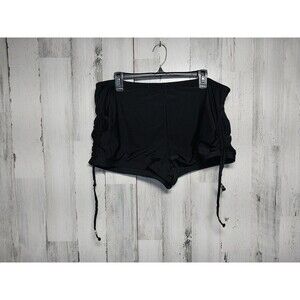 Catalina Swim Short Women's 2X (18W-20W) Black Tie Sides Ruched Stretch